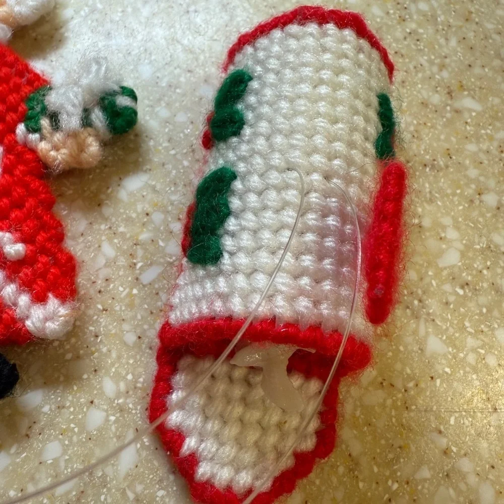 Vintage Christmas Santa,Ms.Claus Snowman Handmade Needle Point Ornaments Set